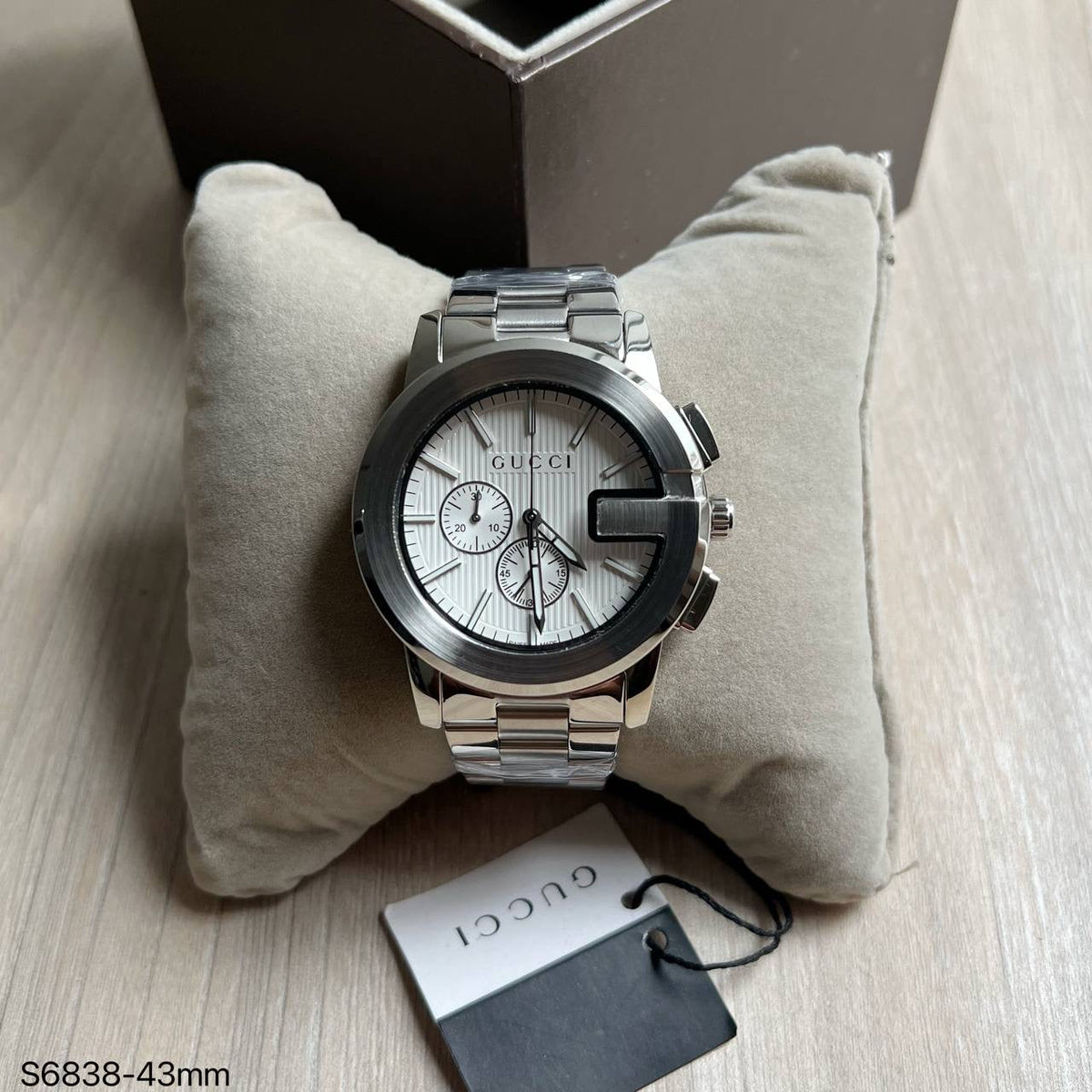 GUCCI PRATA BRANCO AÇO 44MM