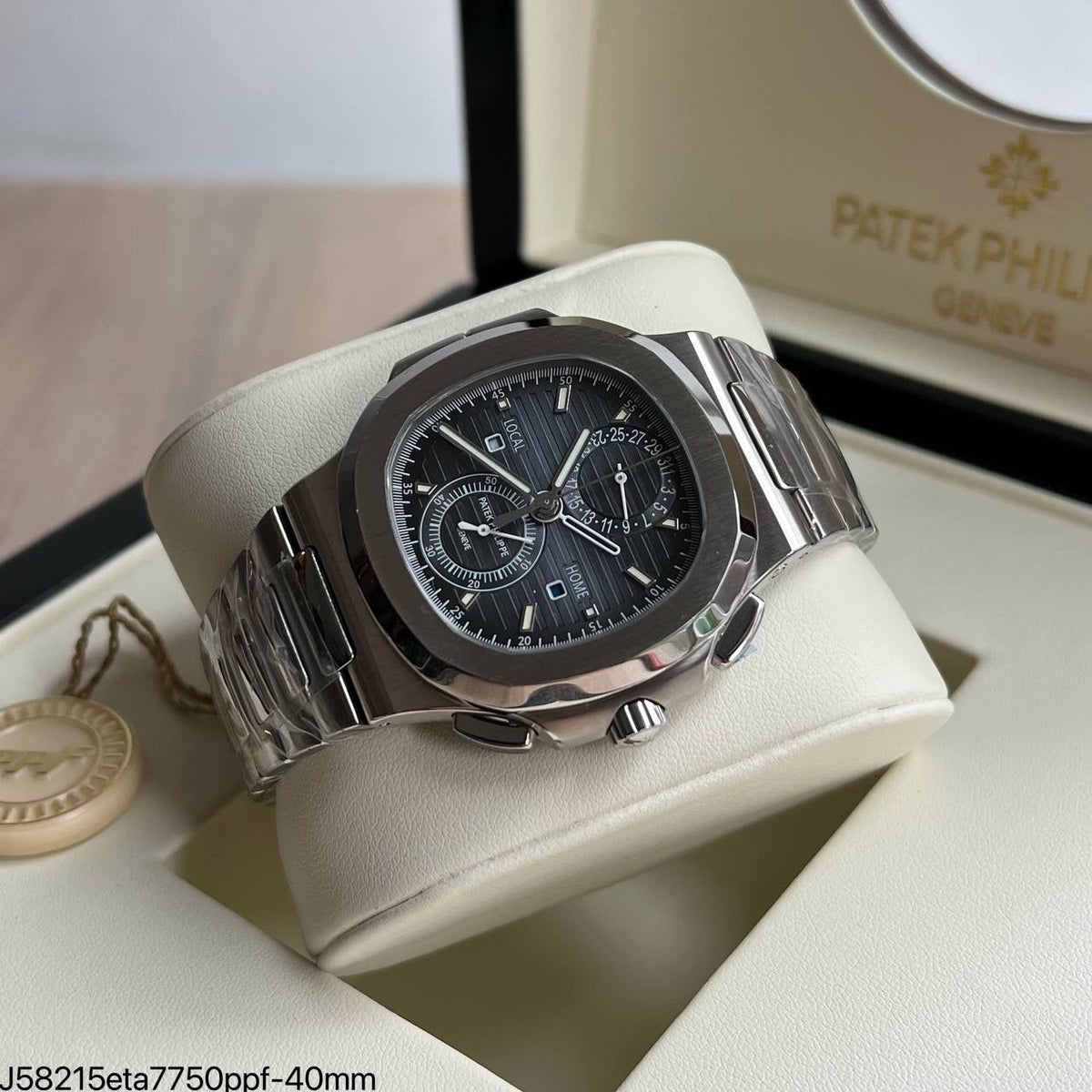 PATEK PHILIPPE NAUTILUS TRAVEL TIME 40MM PRATA 5990/1A-001 SUPER CLONE
