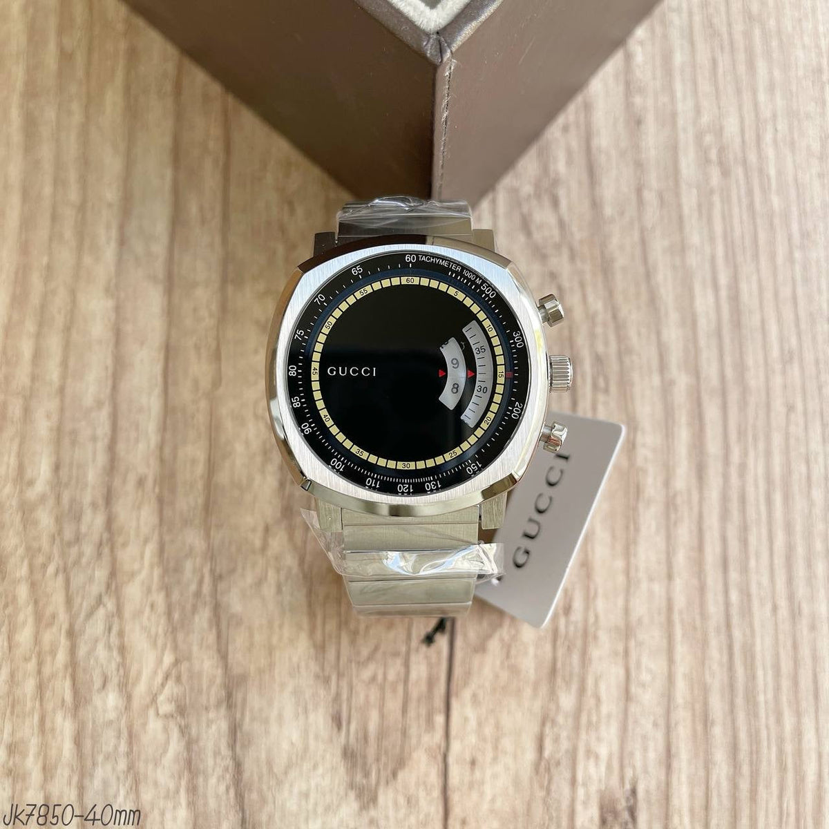 GUCCI PRATA PRETO PULSEIRA AÇO 40MM