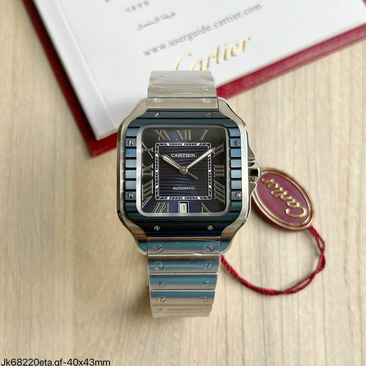 cópia de CARTIER SANTOS PRATA AZUL 40MM SUPER CLONE