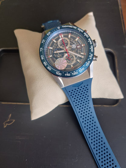 TAG HEUER CARRERA 01 PRATA AZUL 45MM