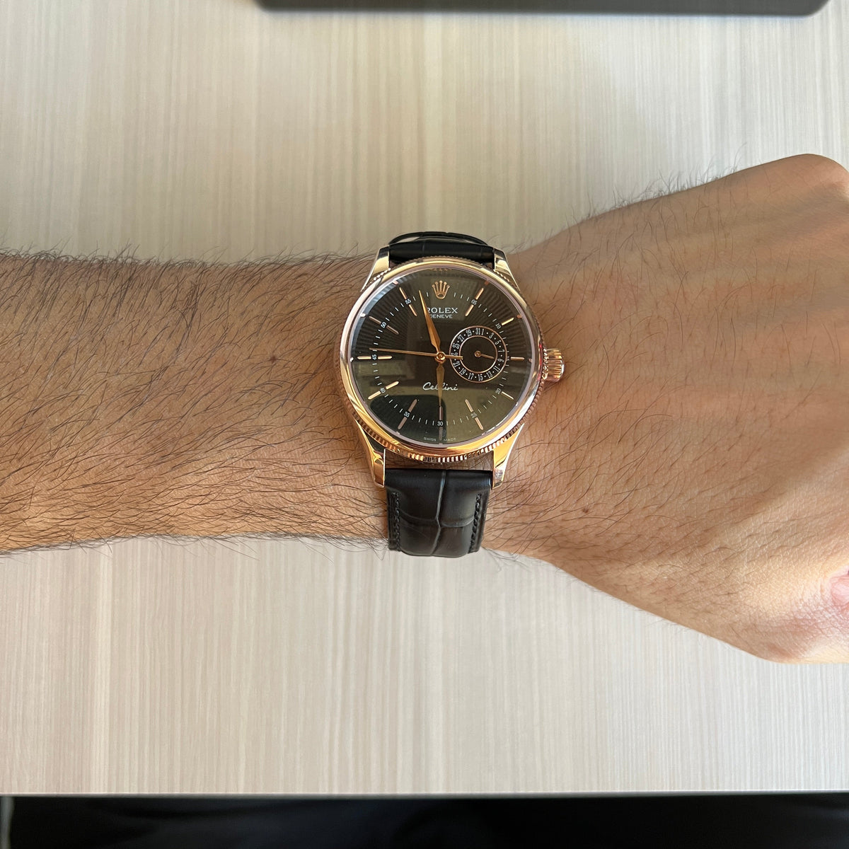 ROLEX CELLINI ROSE COURO 40MM