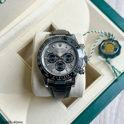 ROLEX DAYTONA PRATA CINZA COURO 40MM