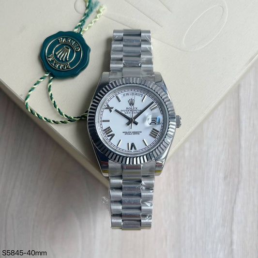 ROLEX DAY-DATE PRATA BRANCO 40MM