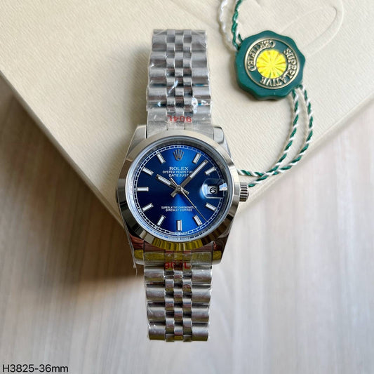 ROLEX DATEJUST PRATA AZUL JUBILEU FEMININO 36MM
