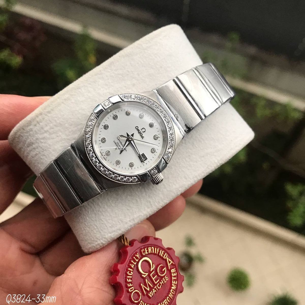 OMEGA CONSTELLATION PRATA BRILHANTES FEMININO 33MM