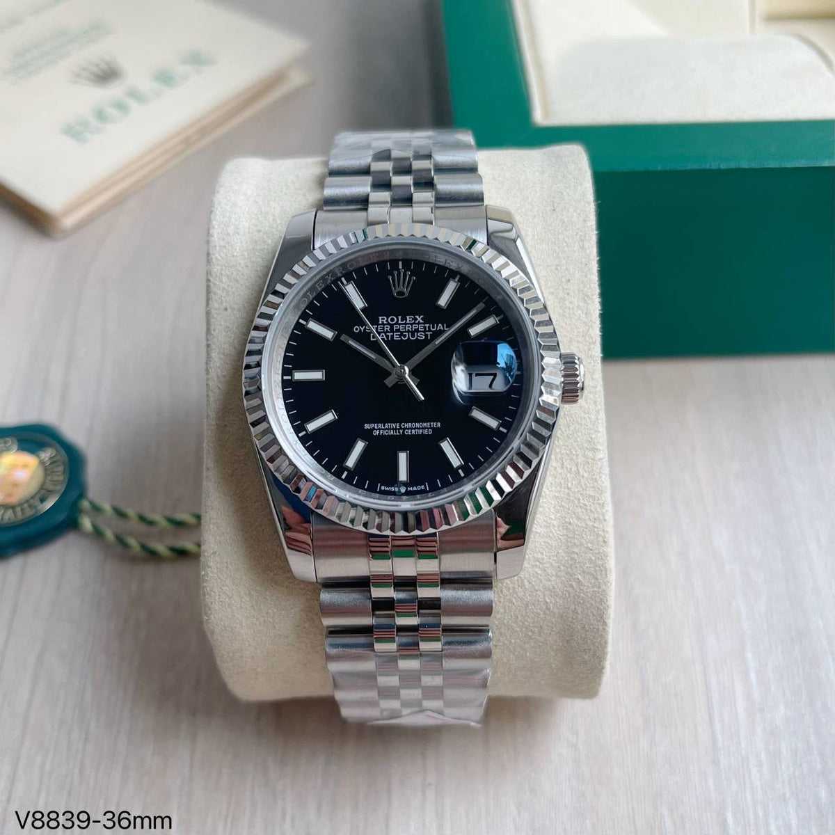 ROLEX DATEJUST PRATA AZUL JUBILEU FEMININO 36MM