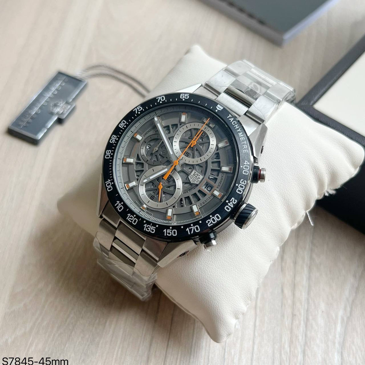 TAG HEUER CARRERA 01 PRATA CINZA 45MM