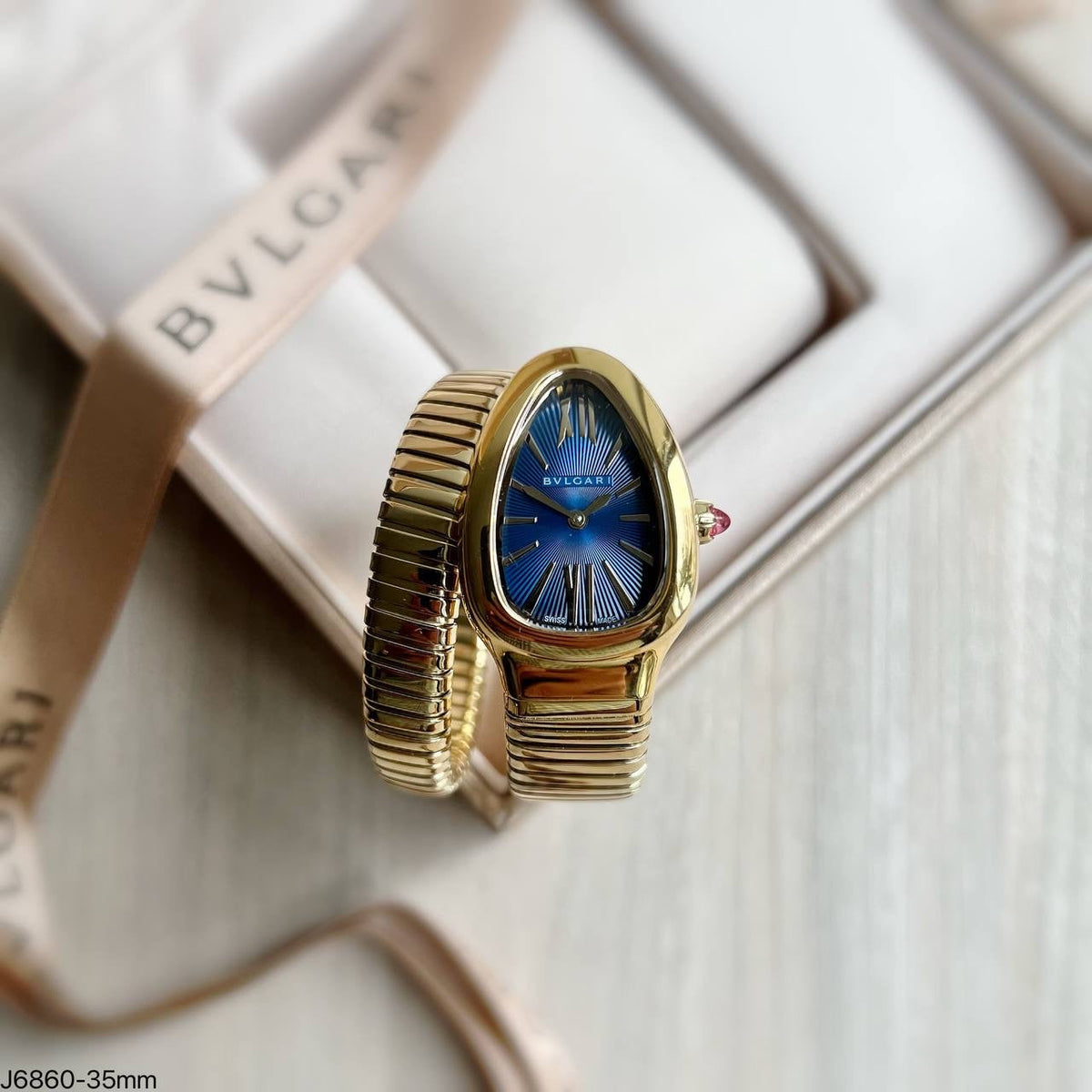 BVLGARI SERPENTE DOURADO AZUL 1 VOLTA  23MM X 35MM FEMININO