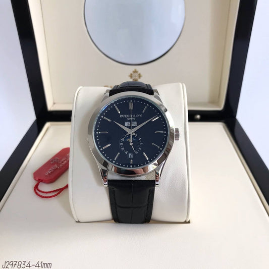 PATEK PHILIPPE PRATA COURO AUTOMATICO 41MM