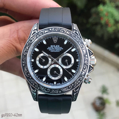 ROLEX DAYTONA PRATA ENTALHADO BORRACHA 42MM