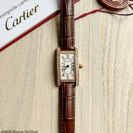 CARTIER ROSE COURO BRILHANTE 19MM X 35MM FEMININO