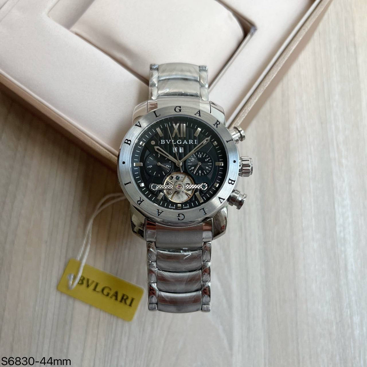 BVLGARI IRON MAN PRATA PRETO AUTOMÁTICO 44MM