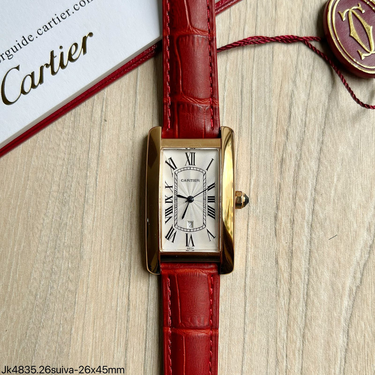 CARTIER ROSE COURO VERMELHO 26MM X 45MM FEMININO
