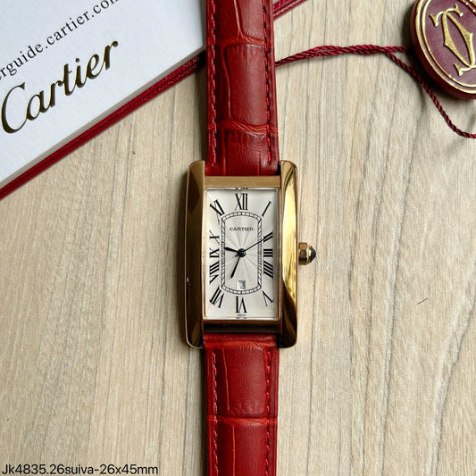 CARTIER ROSE COURO VERMELHO 26MM X 45MM FEMININO