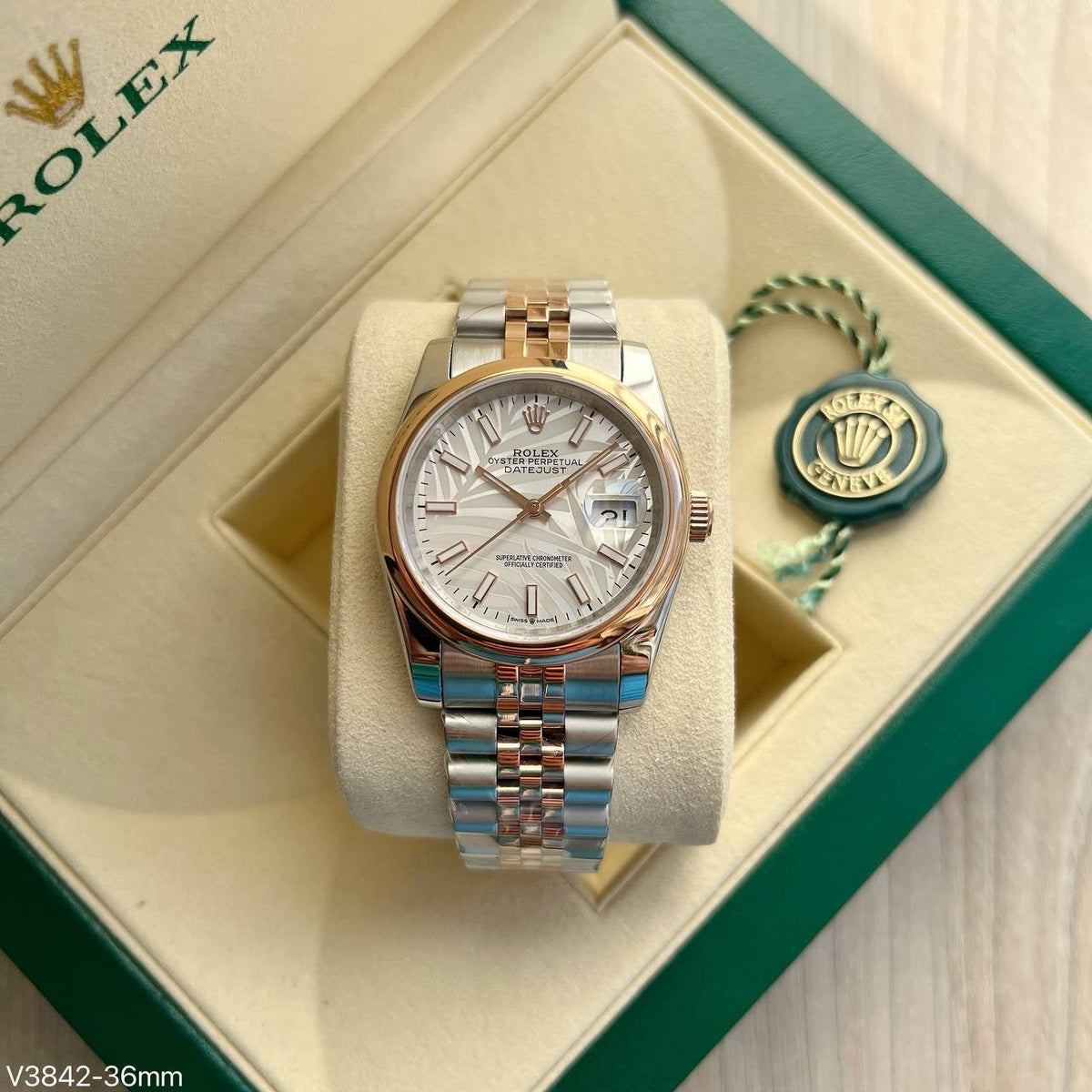 ROLEX DATEJUST MISTO ROSE BRANCO JUBILEU FEMININO 36MM