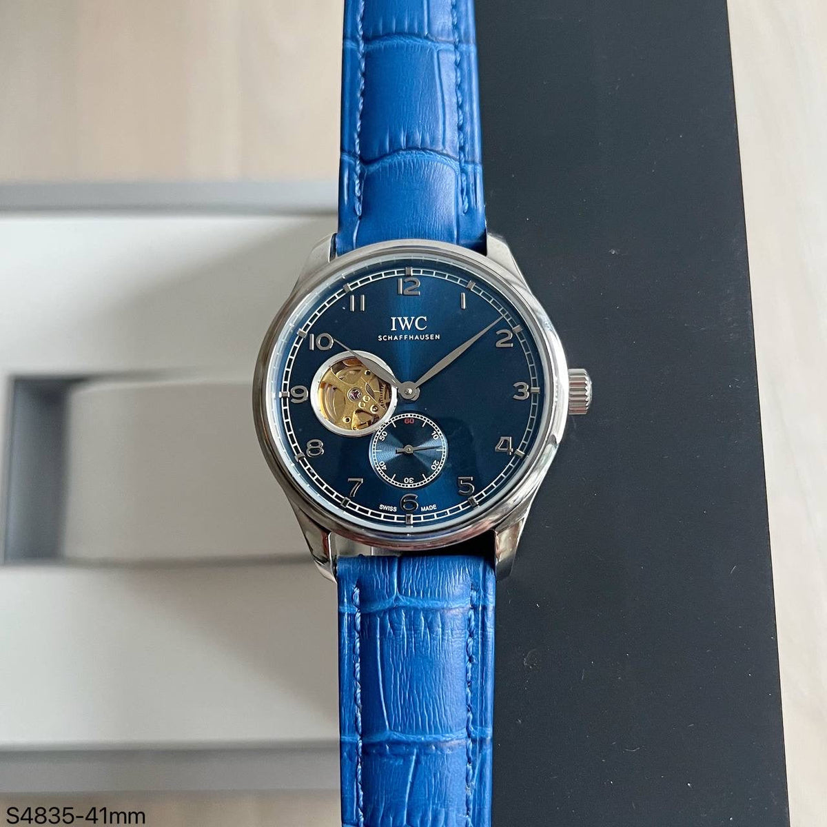IWC PORTUGUESE PRATA AZUL COURO AUTOMÁTICO 41MM