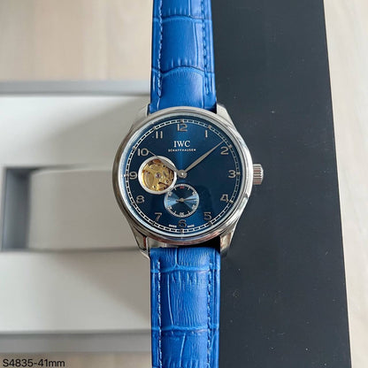 IWC PORTUGUESE PRATA AZUL COURO AUTOMÁTICO 41MM