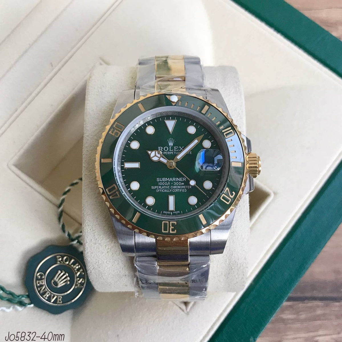 ROLEX SUBMARINER MISTO DOURADO VERDE 40MM