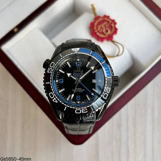 OMEGA SEAMASTER PRETO COURO 45MM