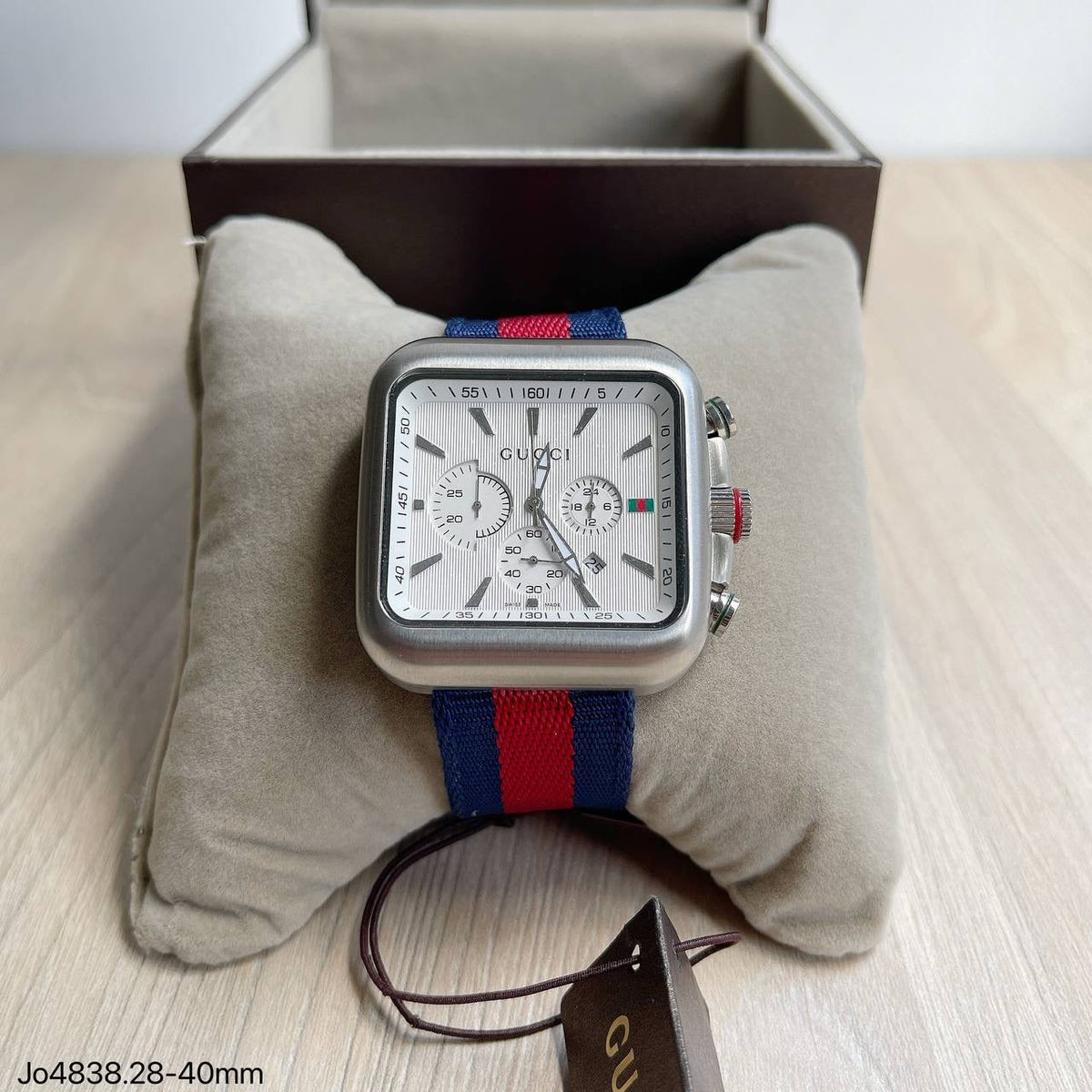 GUCCI PRATA BRANCO PULSEIRA NYLON 40MM