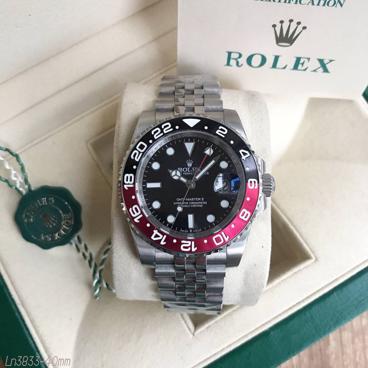 ROLEX GMT MASTER II VERMELHO PRETO COCA COLA JUBILEU 40MM
