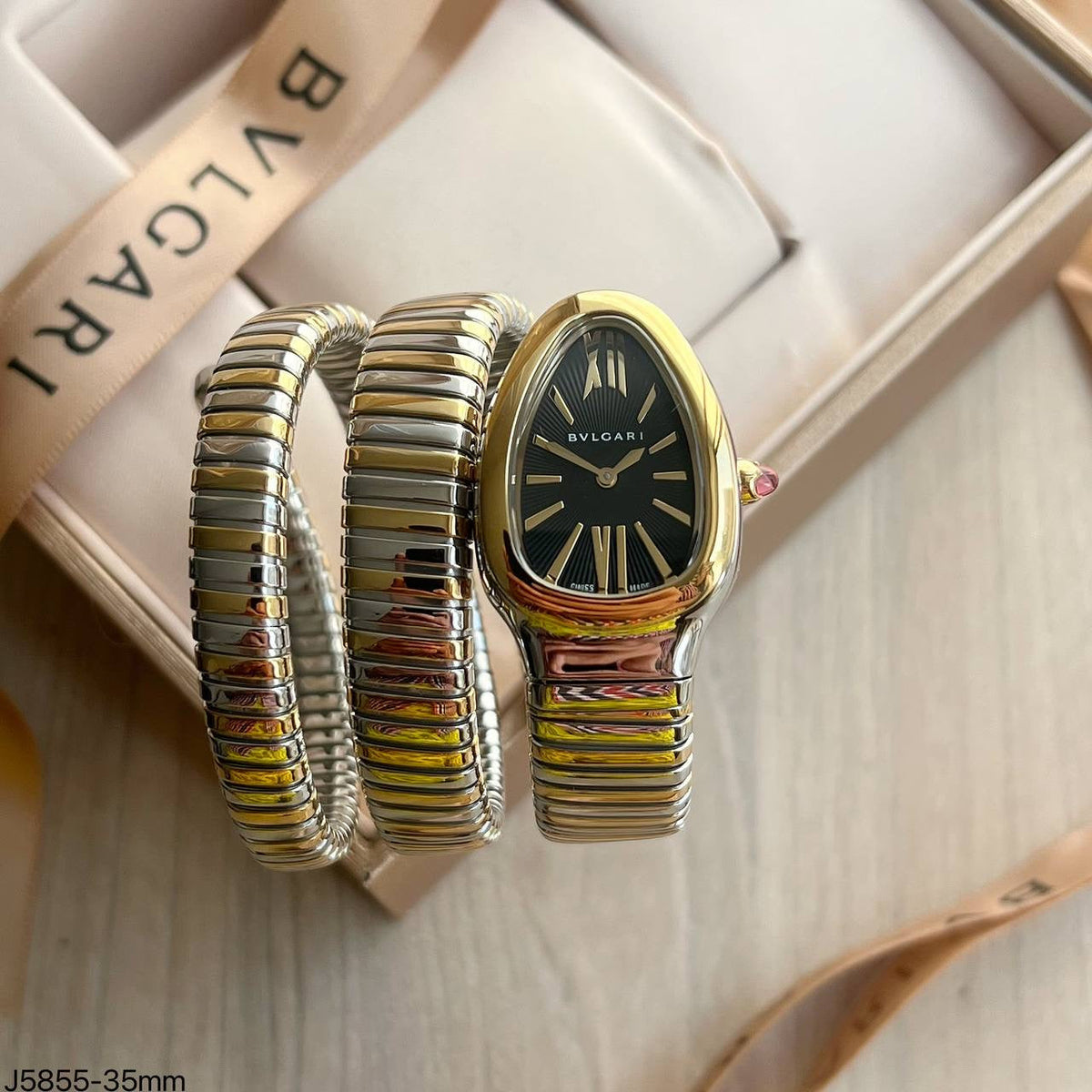 BVLGARI SERPENTE MISTO PRETO 2 VOLTAS  23MM X 35MM FEMININO