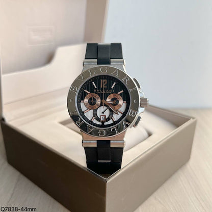 BVLGARI CALIBRO 303 PRATA  BORRACHA 44MM