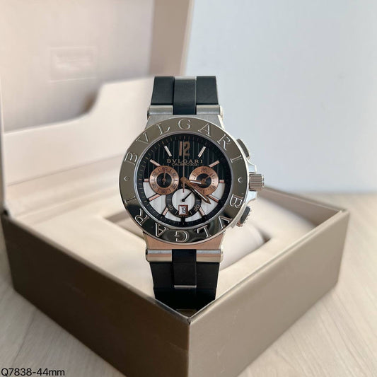 BVLGARI CALIBRO 303 PRATA  BORRACHA 44MM