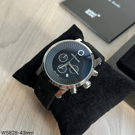 MONT BLANC PRATA PRETO COURO 43MM