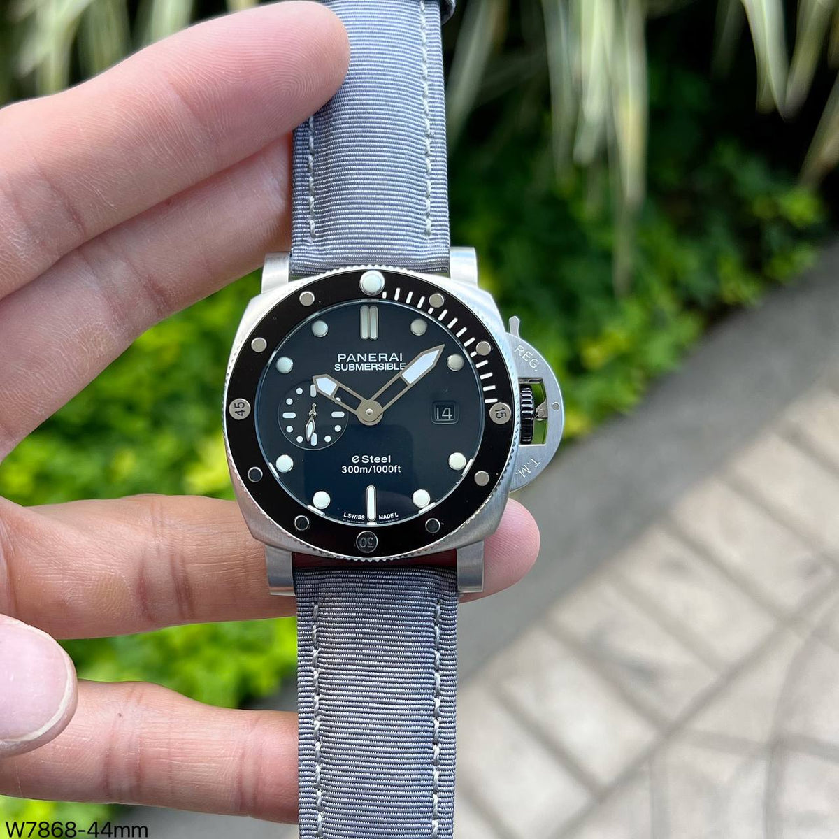 PANERAI SUBMERSIBLE E STEEL PRATA PRETO NYLON 46MM