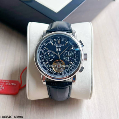 PATEK PHILIPPE PRATA COURO AUTOMATICO 41MM