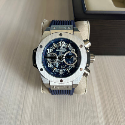 HUBLOT BIG BANG UNICO PRATA AZUL 44MM