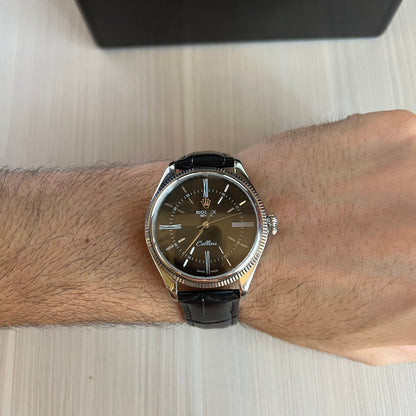 ROLEX CELLINI PRATA COURO 40MM