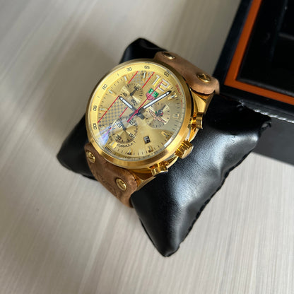 TAG HEUER INDY DOURADO COURO 45MM