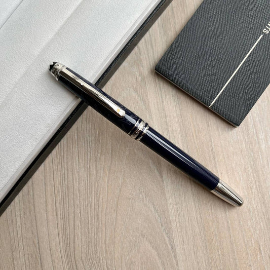 CANETA MONT BLANC PRATA AZUL