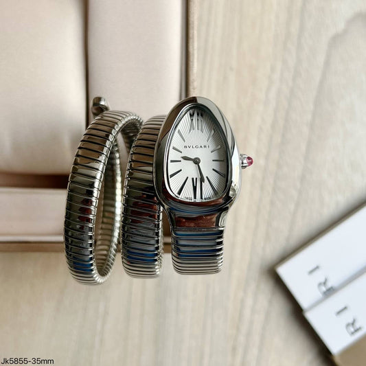 BVLGARI SERPENTE PRATA BRANCO 2 VOLTAS  23MM X 35MM FEMININO