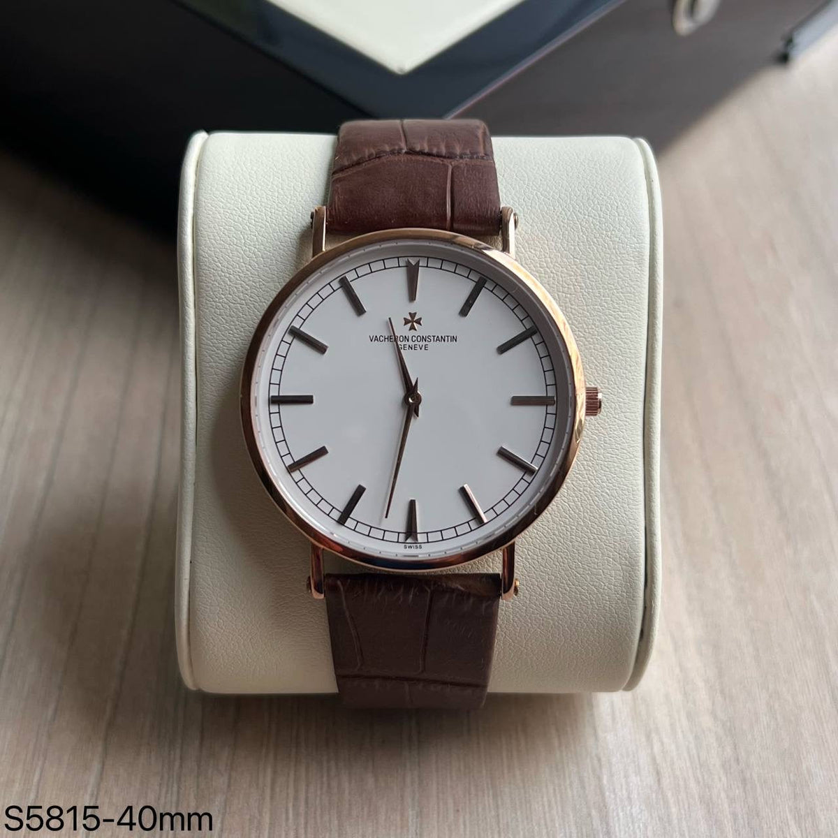 VACHERON CONSTANTIN MOEDA SLIM ROSE COURO 40MM