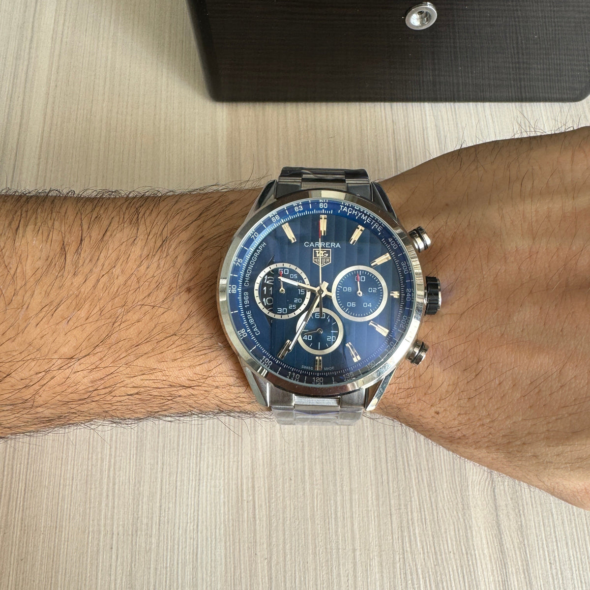 TAG HEUER CARRERA 1969 PRATA AZUL 46MM