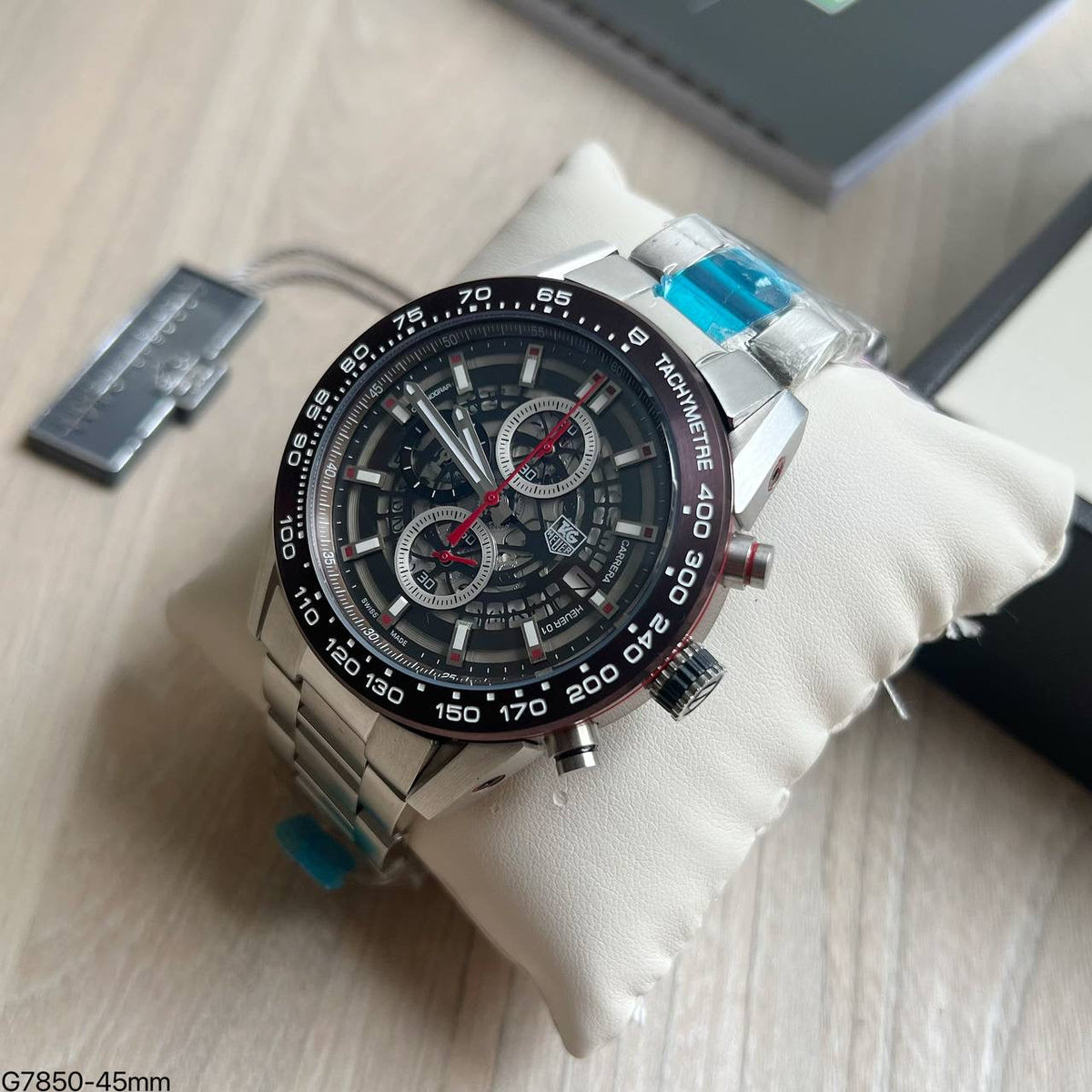 TAG HEUER CARRERA 01 PRATA PRETO 45MM