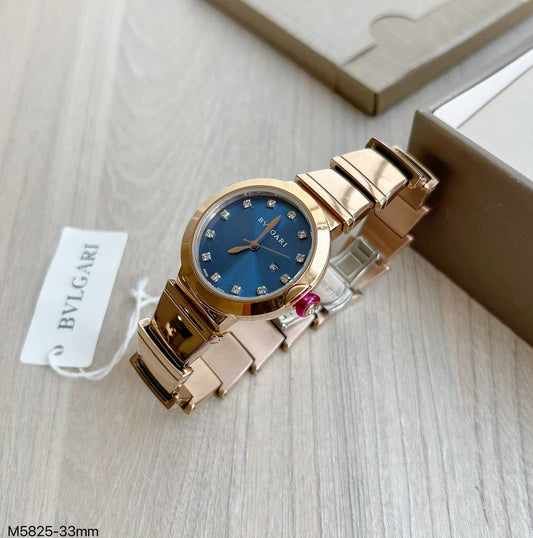 BVLGARI LUCEA ROSE AZUL 33MM FEMININO