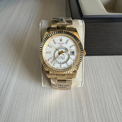 ROLEX SKY DWELLER DOURADO BRANCO 42MM
