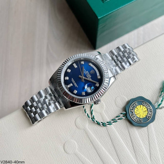 ROLEX DAY-DATE PRATA AZUL BRILHANTES JUBILEU 40MM
