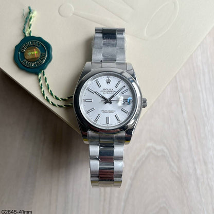 ROLEX DATEJUST PRATA BRANCO LISO 41MM