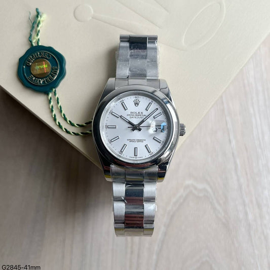 ROLEX DATEJUST PRATA BRANCO LISO 41MM