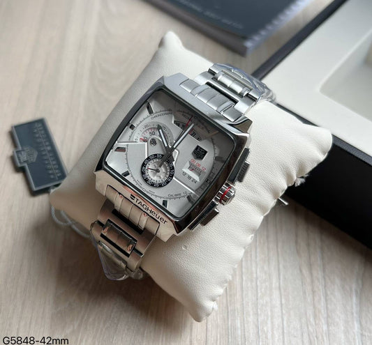 TAG HEUER MONACO PRATA BRANCO 42MM