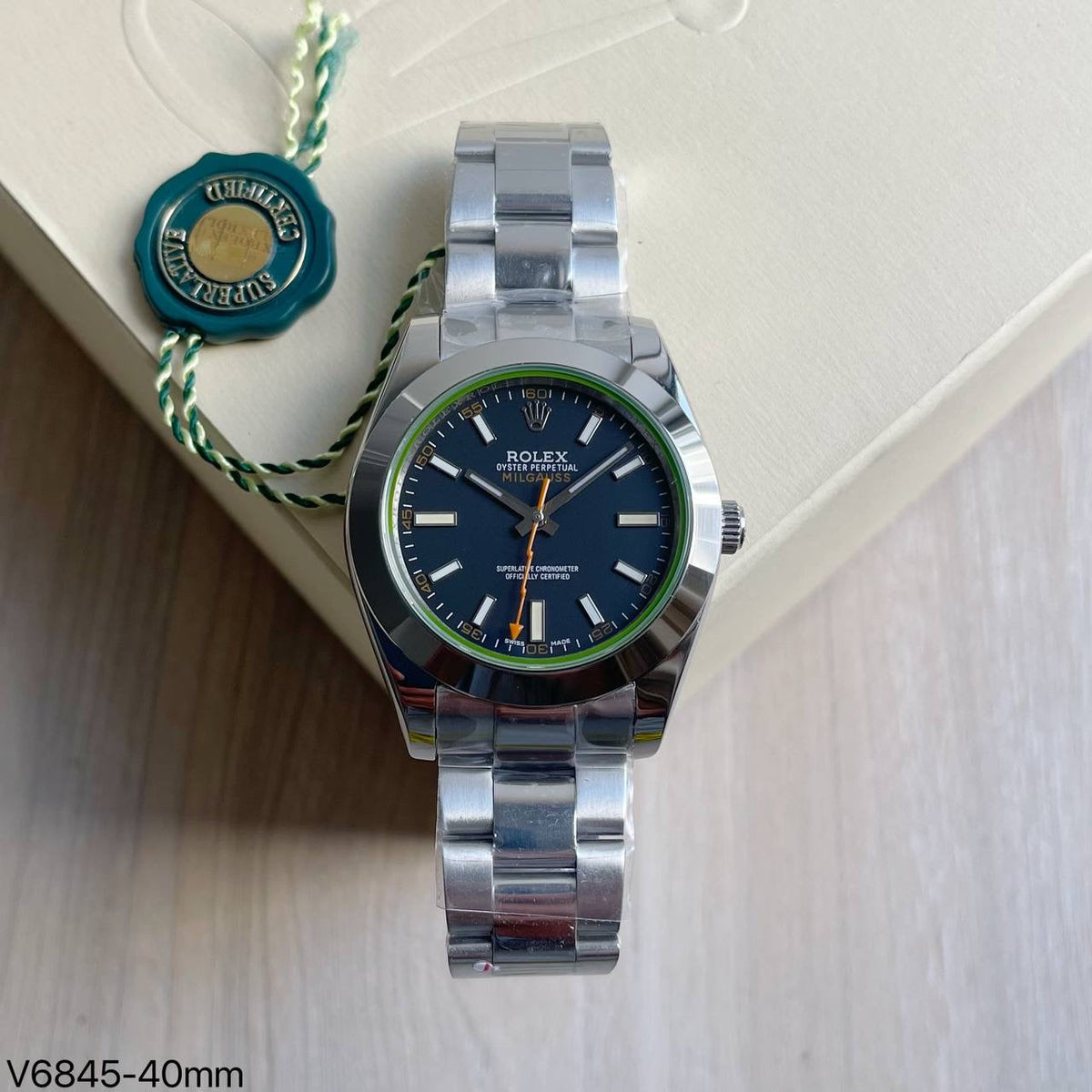 ROLEX OYSTER MILGAUSS PRATA AZUL 40MM