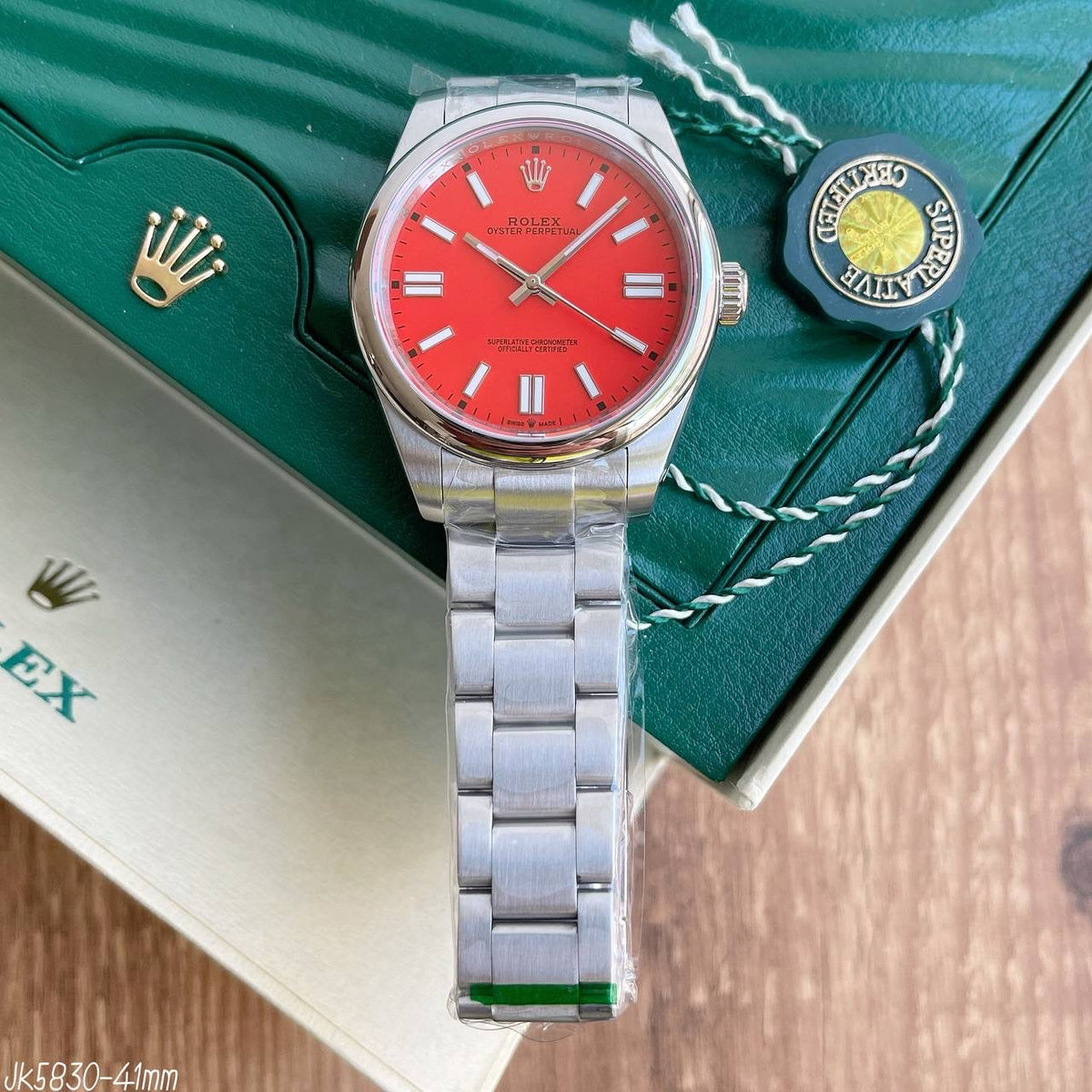ROLEX OYSTER PRATA VERMELHO 41MM