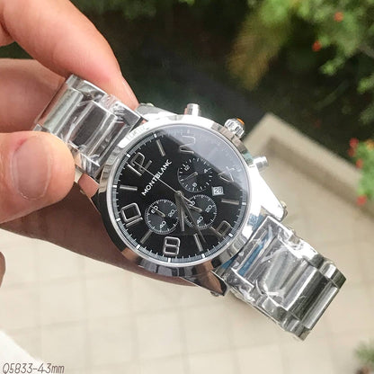 MONT BLANC AÇO PRATA PRETO 43MM