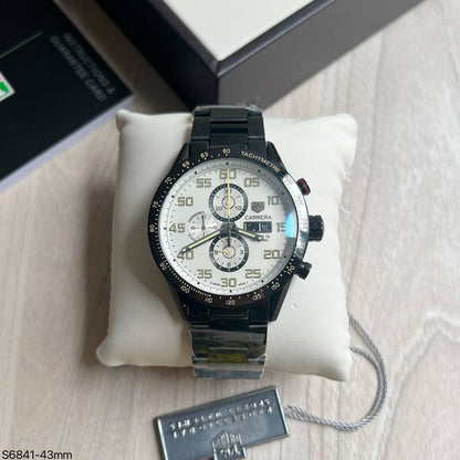 TAG HEUER CARRERA CAL 16 PRETO BRANCO 43MM